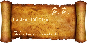 Petter Péter névjegykártya